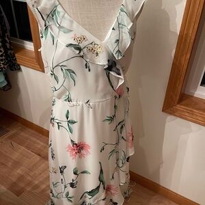 White House Black Market Asymmetrical Floral Dress - White and Pink